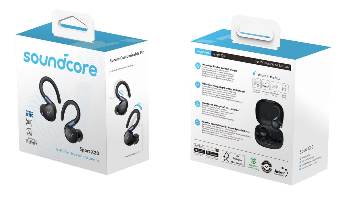 EAN 0194644187019 - Soundcore Sport X20 Auriculares Inalámbrico Dentro de oído Llamadas/Música/Deporte/Uso diario Negro imagen 2