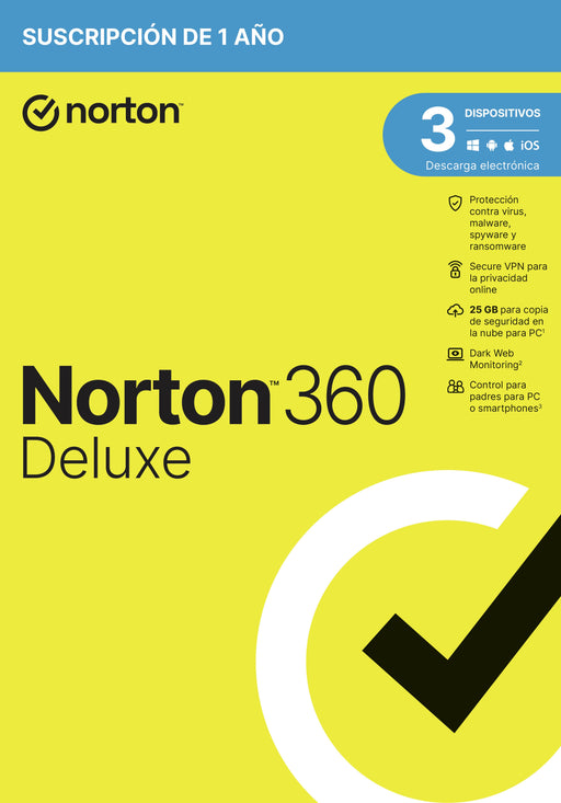 EAN 5397231022068 - Norton 360 Deluxe Seguridad de antivirus Base Español 1 licencia(s) 1 año(s) imagen 1