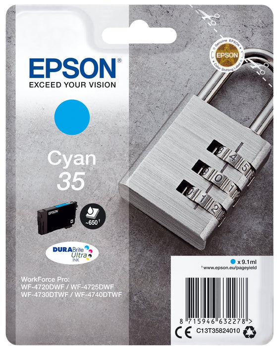 EAN 8715946632278 - Epson Padlock C13T35824010 cartucho de tinta 1 pieza(s) Original Rendimiento estándar Cianimagen 1)