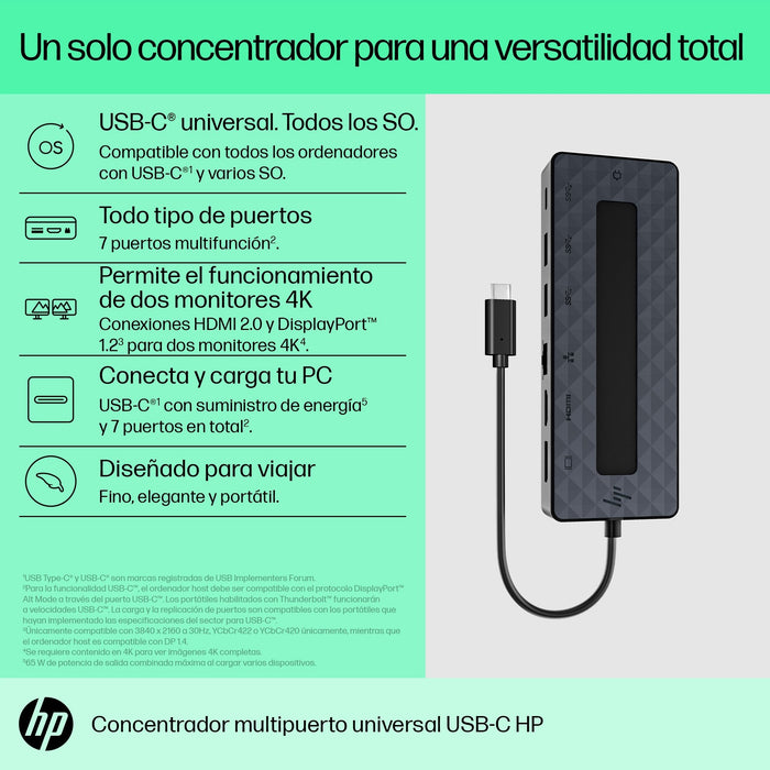EAN 0196188637197 - HP Universal USB-C Multiport Hub Alámbrico USB 3.2 Gen 1 (3.1 Gen 1) Type-C Negro imagen 11