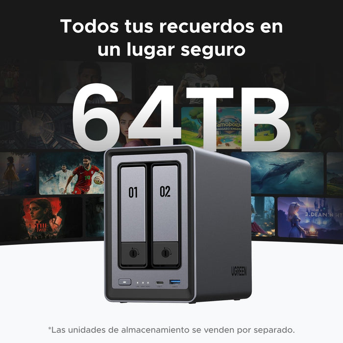 EAN 6941876223695 - Ugreen NASync DXP2800 NAS System 2-Bay Compacto Intel® N N100 8 GB DDR5 0 TB UGOS Pro Negro imagen 4