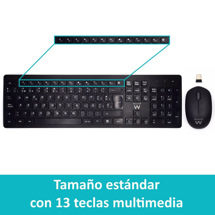 EAN 8054392616846 - Ewent EW3256 teclado Ratón incluido Universal RF inalámbrico QWERTY Español Negro imagen 4
