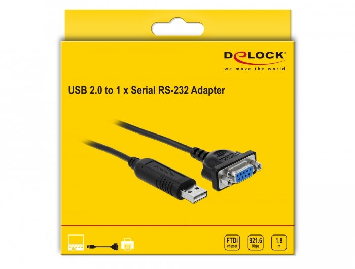 EAN 4043619662814 - DeLOCK 66281 cable de serie Negro 1,8 m RS-232 USB tipo A imagen 2