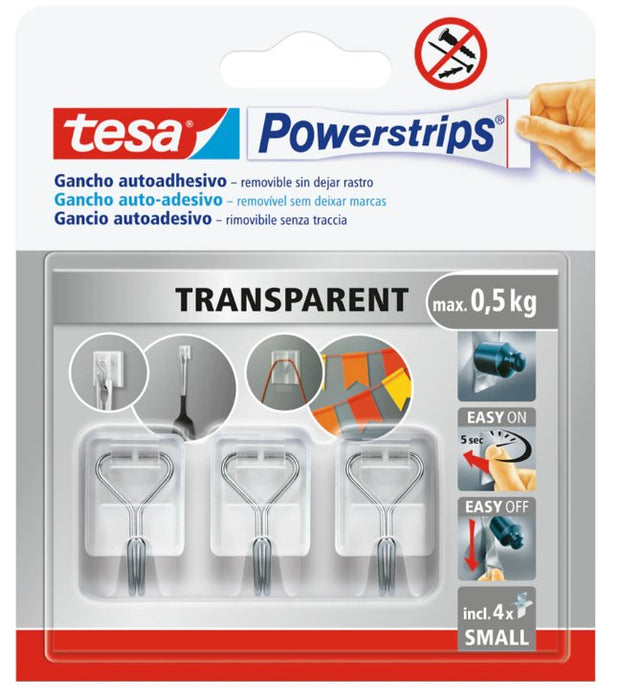 EAN 4063565404276 - TESA Powerstrips Interior Colgador Transparente 3 pieza(s) imagen 1