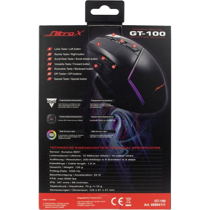 EAN 4260455646116 - Inter-Tech GT-100 RGB ratón Juego mano derecha USB tipo A Óptico 6400 DPI imagen 8