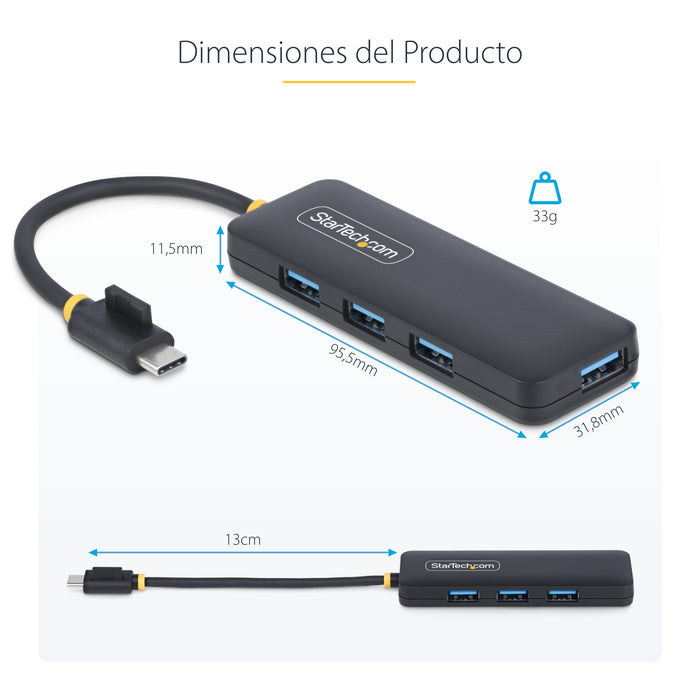 EAN 0065030912136 - StarTech.com H5C4A-USB-HUB hub de interfaz USB 3.2 Gen 1 (3.1 Gen 1) Type-C 5000 Mbit/s Negro imagen 16
