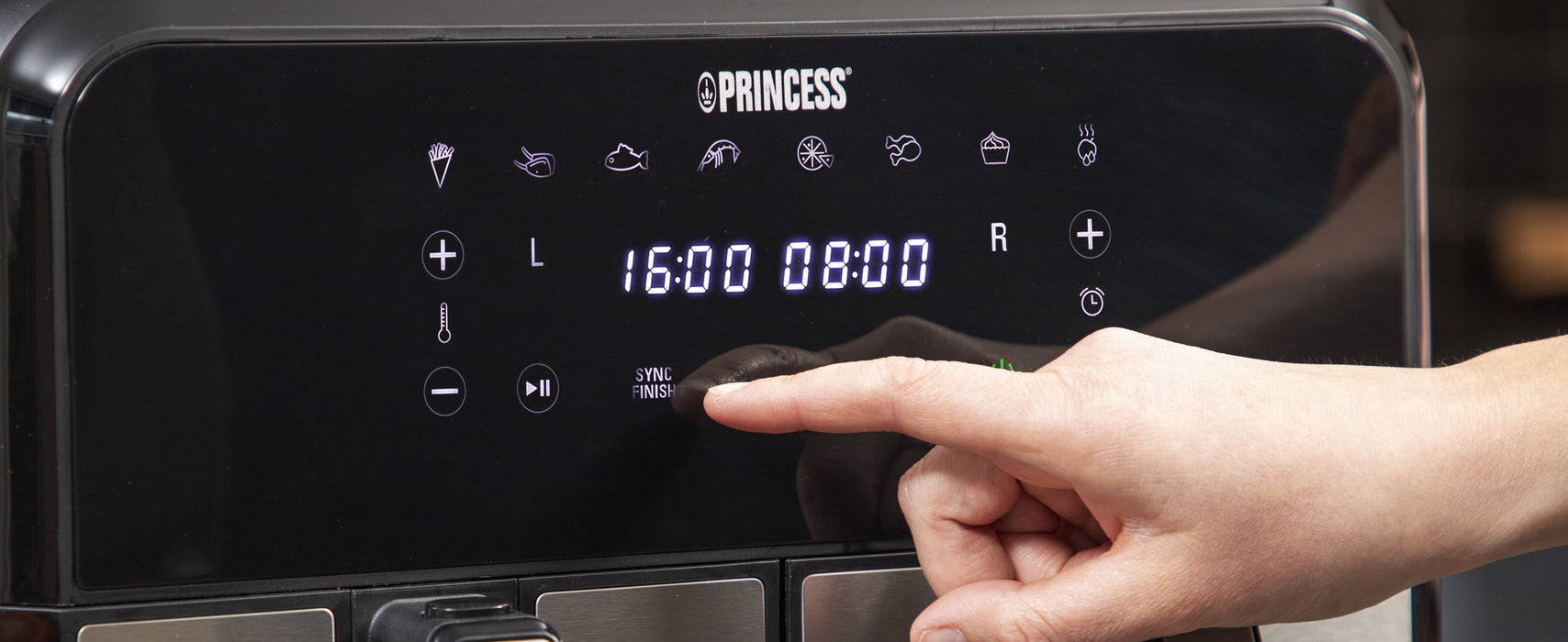 EAN 8712836969360 - Princess 182074 Doble 8 L Independiente 1700 W Freidora de aire caliente Negro, Acero inoxidable imagen 14