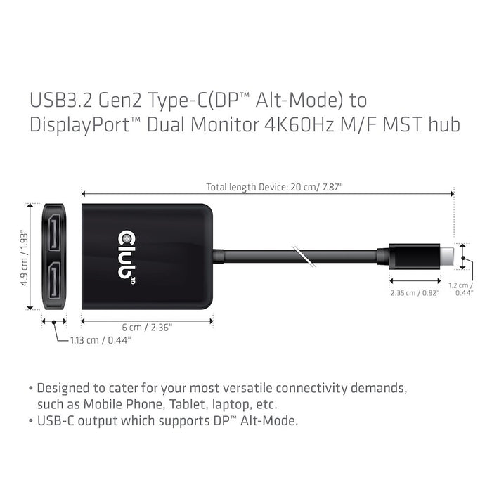 EAN 0841615102150 - CLUB3D CSV-1555 adaptador de cable de vídeo 1,5 m USB Tipo C 2 x DisplayPort Negro imagen 4