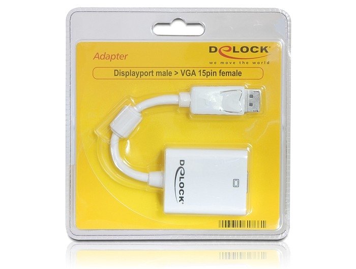 EAN 4043619617661 - DeLOCK 61766 adaptador de cable de vídeo 0,125 m VGA (D-Sub) DisplayPort Blanco imagen 2