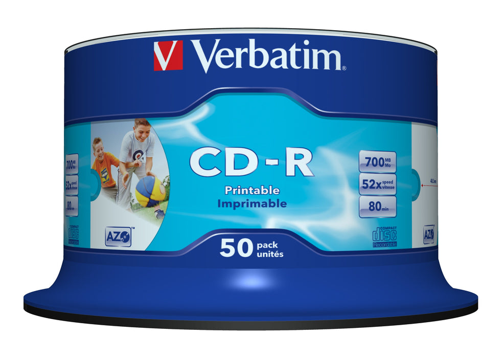 EAN 0023942434382 - Verbatim CD-R AZO Wide Inkjet Printable no ID 700 MB 52x 50 pieza(s) imagen 1
