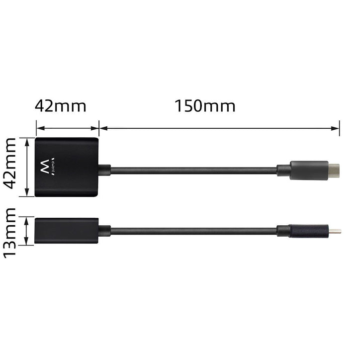 EAN 8054392619618 - Ewent EW9825 adaptador de cable de vídeo 0,15 m USB Tipo C DisplayPort Negro imagen 3