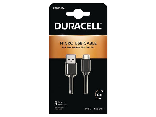 EAN 5055190170052 - Duracell USB5023A cable USB 2.0 2 m USB A Micro-USB A Negro imagen 1