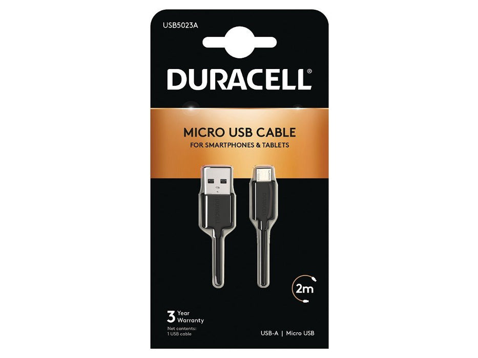 EAN 5055190170052 - Duracell USB5023A cable USB 2.0 2 m USB A Micro-USB A Negro imagen 1