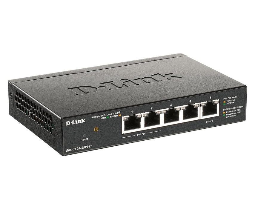 EAN 0790069453298 - D-Link DGS-1100-05PDV2 switch Gestionado Gigabit Ethernet (10/100/1000) Energía sobre Ethernet (PoE) Negr imagen 3