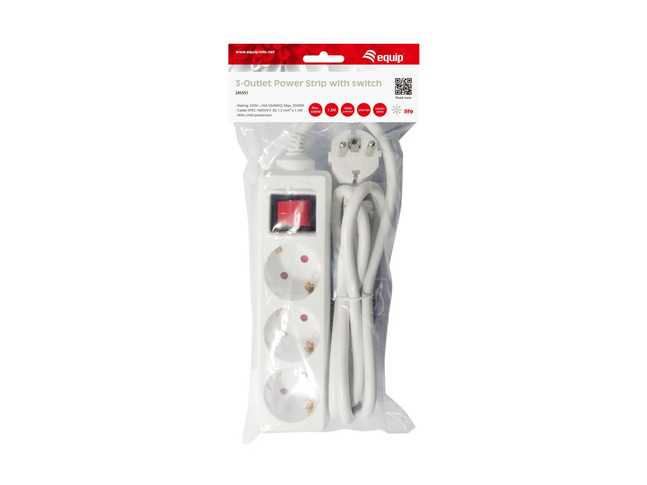 EAN 4015867222034 - Equip 245551 base múltiple 1,5 m 3 salidas AC Interior Blanco imagen 4