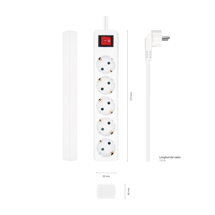 EAN 8436574707700 - AISENS A154-0651 base múltiple 1,4 m 5 salidas AC Interior imagen 3