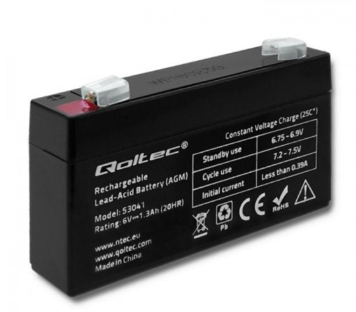 EAN 5901878530413 - Qoltec 53041 batería de vehículos AGM (Separador de fibra de vidrio absorbente) 1,3 Ah 7,5 V 19,5 A Motoc imagen 1