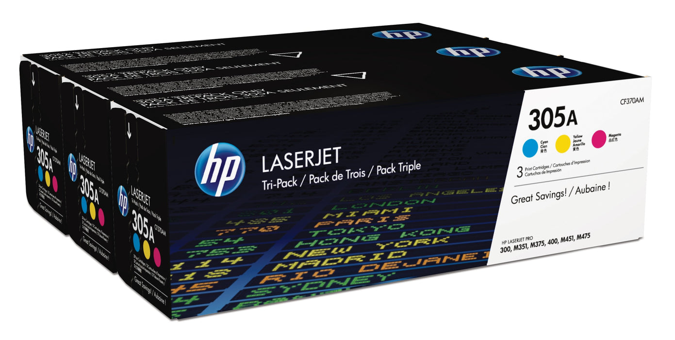 EAN 0887111403049 - HP 305A 3-pack Cyan/Magenta/Yellow Original LaserJet Toner Cartridges cartucho de tóner 3 pieza(s) Cian,  imagen 1