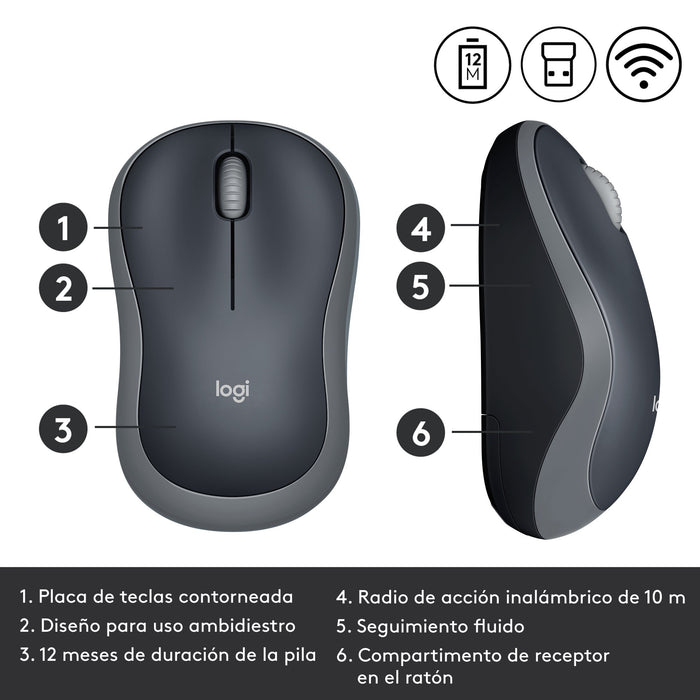 EAN 5052883525472 - Logitech 910-002235 ratón Oficina Ambidextro RF inalámbrico Óptico 1000 DPI imagen 5