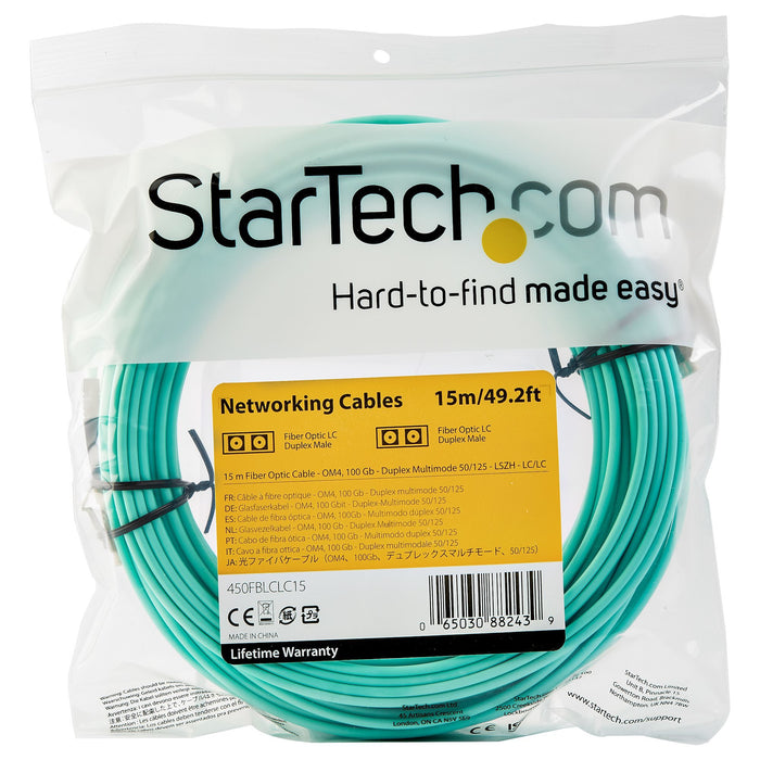 EAN 0065030882439 - StarTech.com 450FBLCLC15 Cable de fibra óptica e InfiniBand 15 m Color aguamarina imagen 4