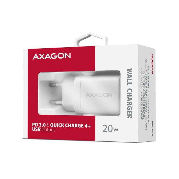 EAN 8595247908308 - Axagon ACU-PD20W wall charger 1x QC3.0/AFC/FCP/PD type-C 20W white Teléfono móvil, Smartphone, Reloj inte imagen 9