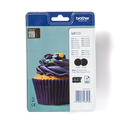 EAN 5014047563171 - Brother LC123BKBP2DR cartucho de tinta 1 pieza(s) Original Negro imagen 1