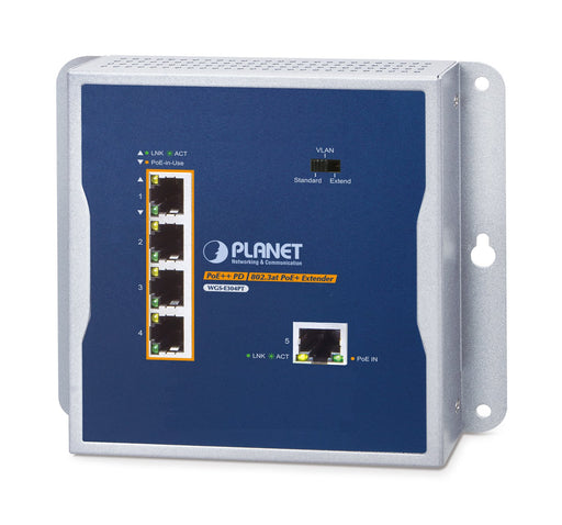 EAN 4711605287333 - PLANET WGS-E304PT Industrial PoE+ Wall-mounted Extender 1-Port PoE++ to 4-Port Transmisor y receptor de r imagen 1