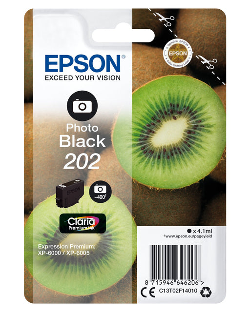 EAN 8715946646206 - Epson Kiwi 202 cartucho de tinta 1 pieza(s) Original Rendimiento estándar Foto negro imagen 1