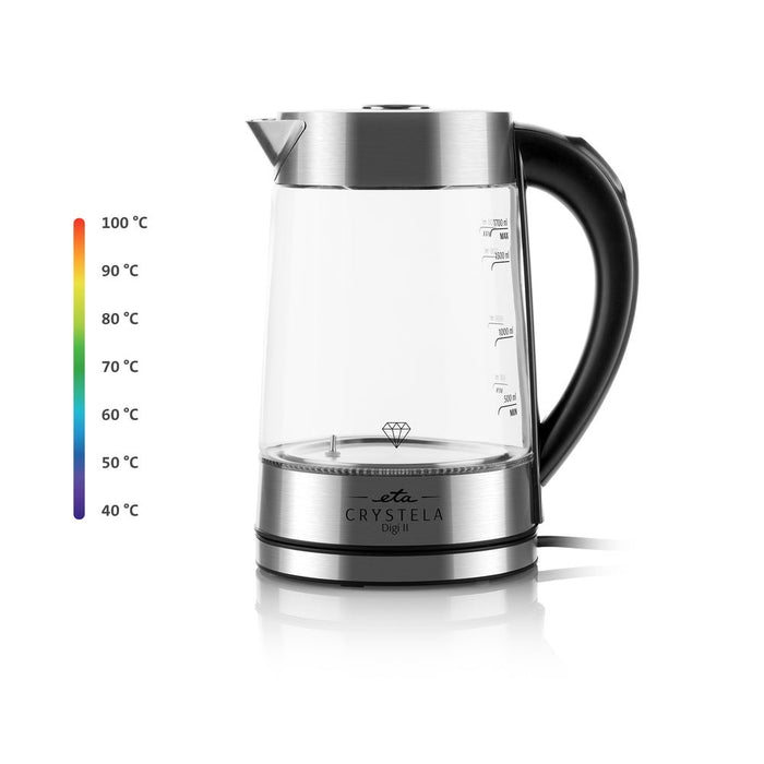 EAN 8590393325658 - Eta Crystela Digi II tetera eléctrica 1,7 L 2200 W Acero inoxidable, Transparente imagen 8
