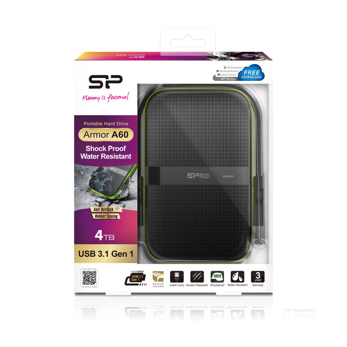 EAN 4712702647464 - Silicon Power Armor A60 disco duro externo 4 TB 2.5" Micro-USB B 3.2 Gen 1 (3.1 Gen 1) Negro, Verde imagen 6