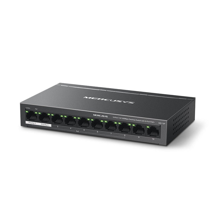 EAN 6957939001162 - Mercusys MS110P switch Gestionado Fast Ethernet (10/100) Energía sobre Ethernet (PoE) Negro imagen 2