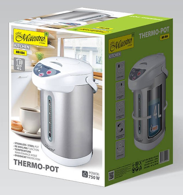 EAN 4820177140547 - Maestro MR-084 olla vaporera 4,5 L Acero inoxidable, Blanco imagen 4