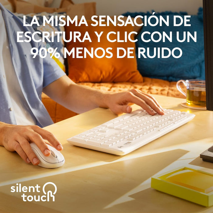 Teclado Español + Ratón Logitech Mk295 Silent Touch Blanco
