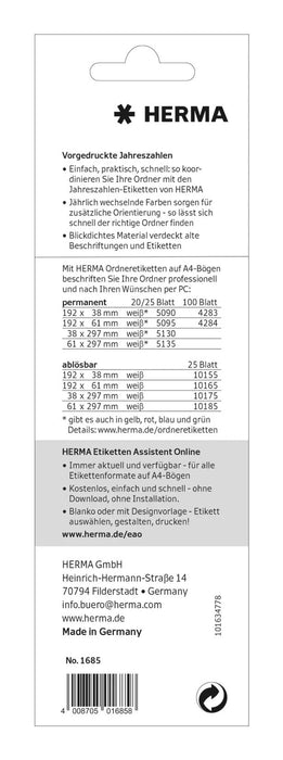 EAN 4008705016858 - HERMA 1685 etiqueta autoadhesiva Rectángulo Permanente Rojo 100 pieza(s) imagen 2
