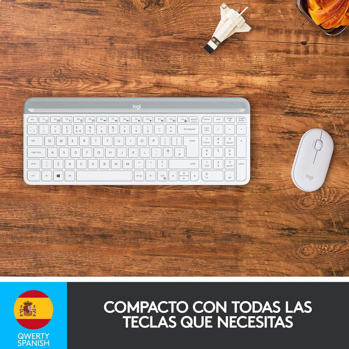 Teclado Español + Ratón Logitech Mk470 Inalámbrico Blanco