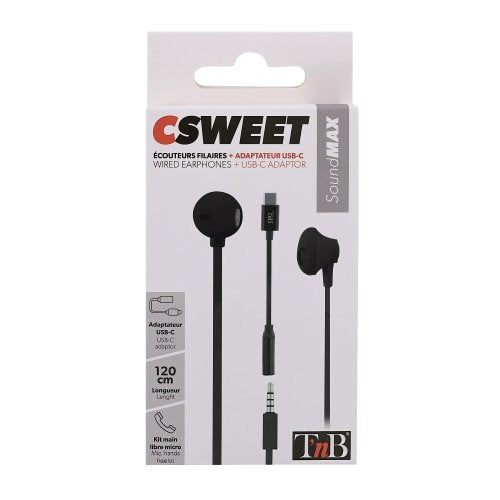 EAN 3303170098448 - T'nB Sweet Auriculares Alámbrico Dentro de oído Llamadas/Música USB Tipo C Negro imagen 5
