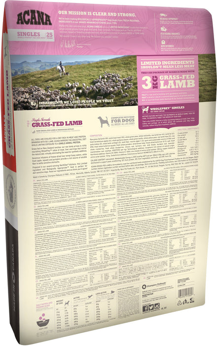 EAN 0064992570125 - Acana Dog TF Singles Grass-Fed Lamb 11,4 kg Adulto Cordero imagen 2