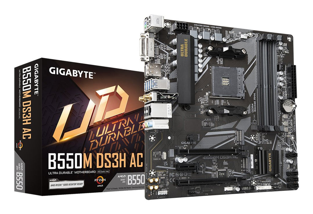EAN 4719331810962 - GIGABYTE B550M DS3H AC placa base AMD B550 Zócalo AM4 micro ATX imagen 1