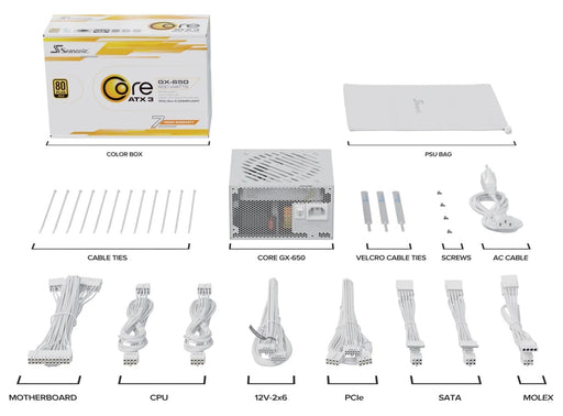 EAN 4711173878704 - Seasonic CORE GX-650 unidad de fuente de alimentación 650 W 20+4 pin ATX ATX Blanco imagen 2