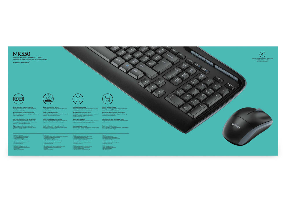 EAN 5099206033658 - Logitech Wireless Combo MK330 teclado Ratón incluido Oficina USB QWERTY Internacional de EE.UU. Negro imagen 6