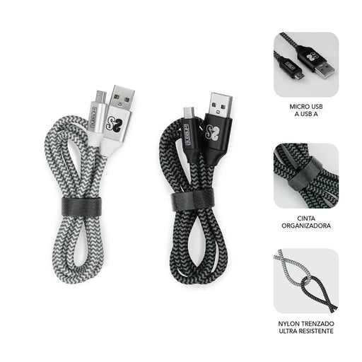 EAN 8436586740627 - SUBBLIM PACK 2 CABLES USB A MICRO USB (2.4A) 1M BLACK/SILVER cable USB Micro-USB A Aluminio, Negro, Gris, imagen 2