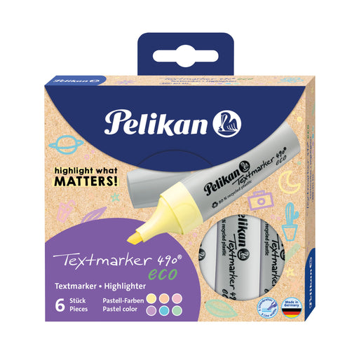 EAN 4012700823434 - Pelikan Textmarker 490 eco marcador 6 pieza(s) Punta de cincel Multicolor imagen 1
