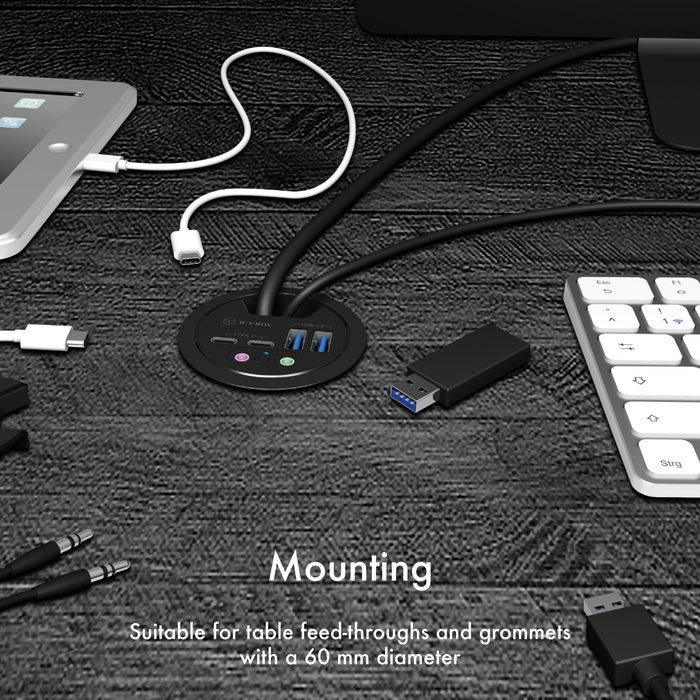 EAN 4250078168416 - ICY BOX IB-HUB1403B toma de corriente Antracita imagen 6