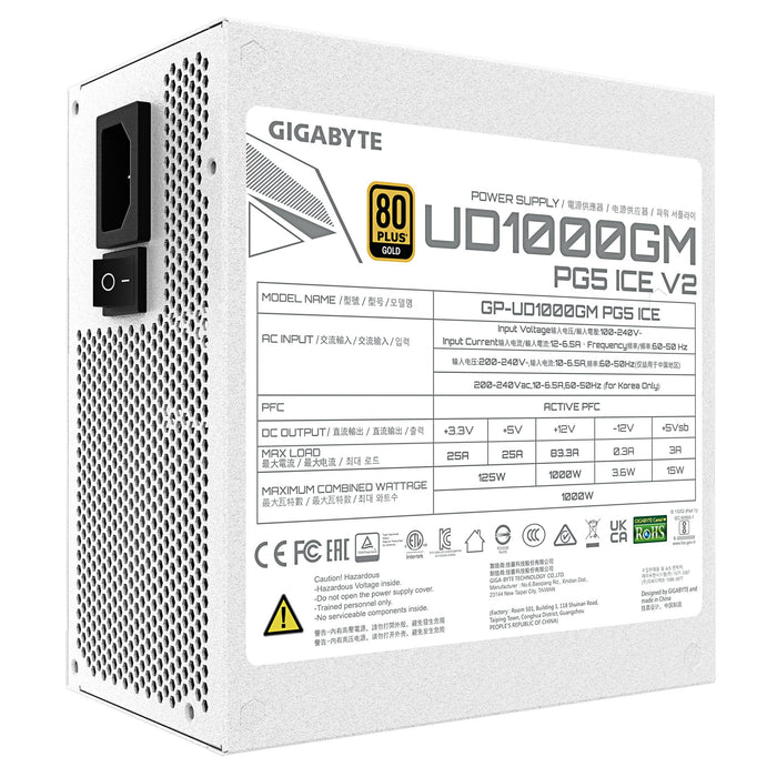 EAN 4719331556594 - GIGABYTE UD1000GM PG5 V2 ICE unidad de fuente de alimentación 1000 W 20+4 pin ATX Blanco imagen 6