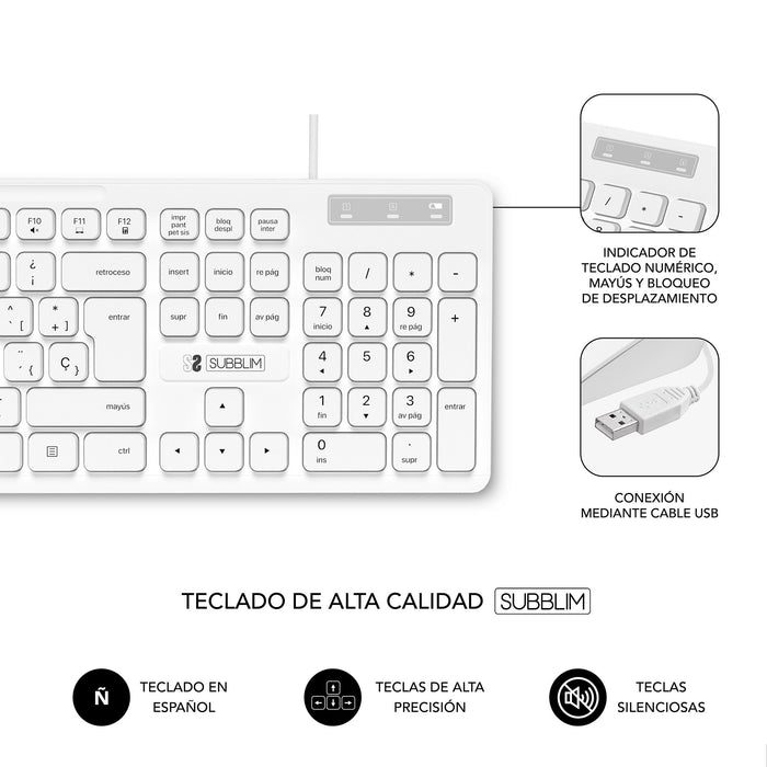 EAN 8436586742546 - SUBBLIM SUBKBC-0SSK51 teclado Universal QWERTY Español Negro, Blanco imagen 4