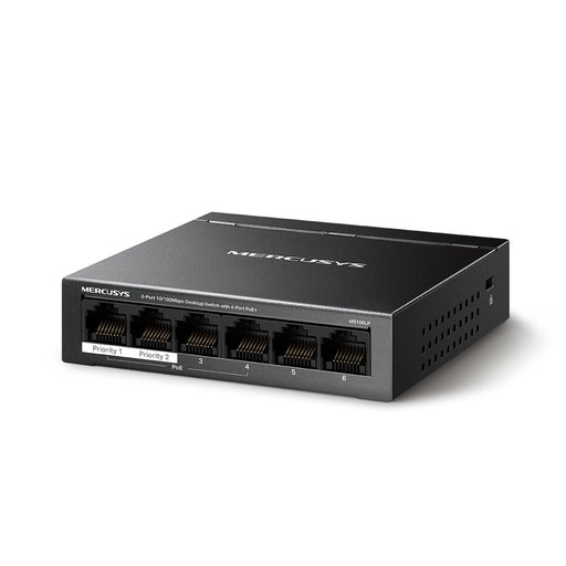 EAN 6957939001148 - Mercusys MS106LP switch Gestionado Fast Ethernet (10/100) Energía sobre Ethernet (PoE) Negro imagen 2