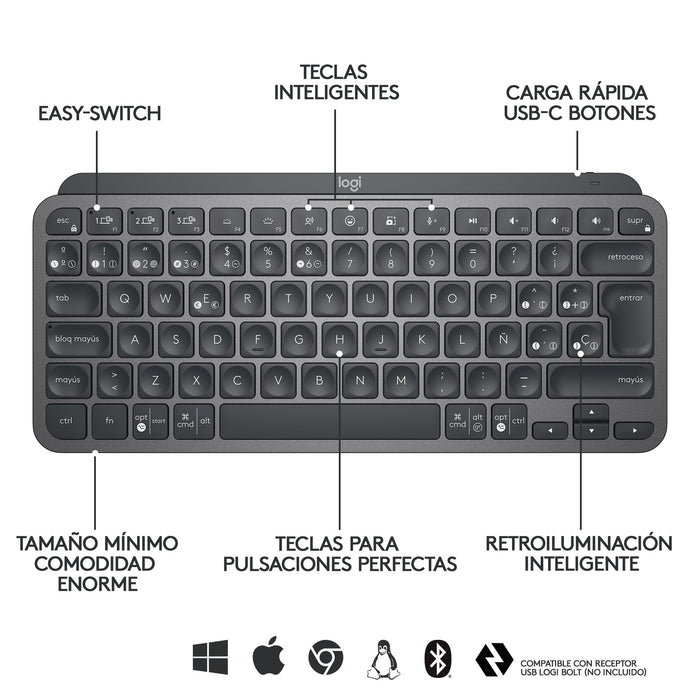 EAN 5099206098947 - Logitech 920-010490 teclado Oficina RF Wireless + Bluetooth QWERTY Español Grafito imagen 12