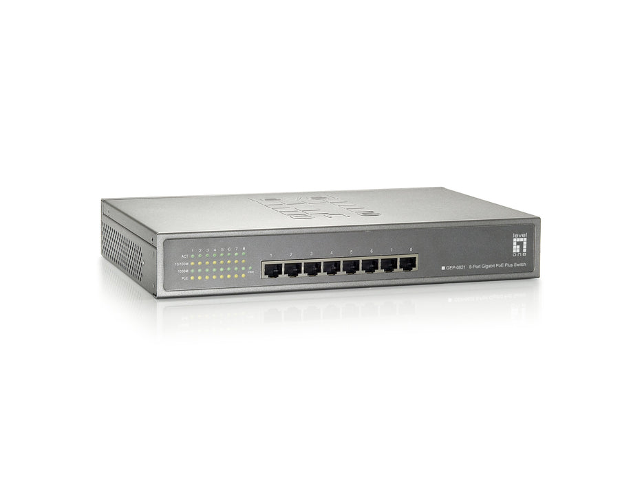 EAN 4015867163849 - LevelOne GEP-0821 switch Gigabit Ethernet (10/100/1000) Energía sobre Ethernet (PoE) Gris imagen 1
