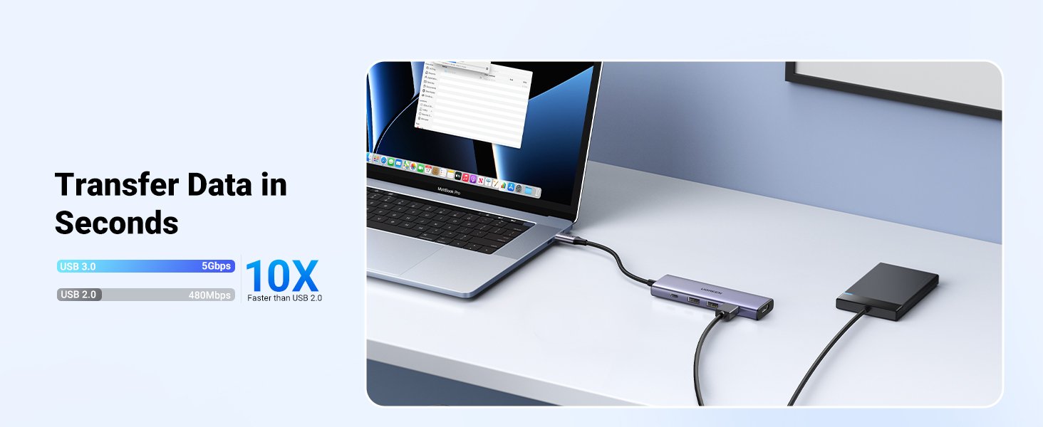 EAN 6941876215966 - Ugreen 15596 base para portátil y replicador de puertos Alámbrico USB 3.2 Gen 1 (3.1 Gen 1) Type-A + Type imagen 7