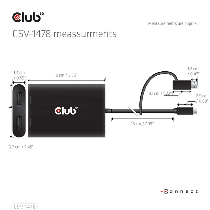 EAN 8719214472993 - CLUB3D CSV-1478 divisor de video USB Tipo C 2x DisplayPort imagen 5